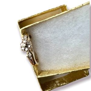 Genuine Diamond Cluster Ring set in 10k Gold